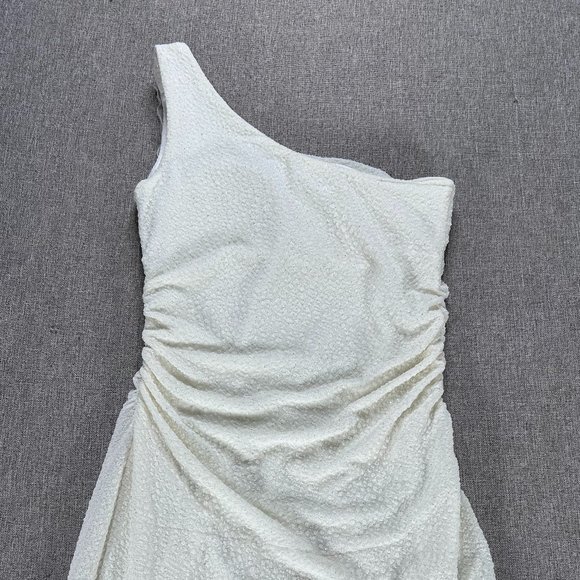 Emerald Sundae Mini Bodycon Dress Women's Medium One Shoulder Off White Party - Picture 10 of 13